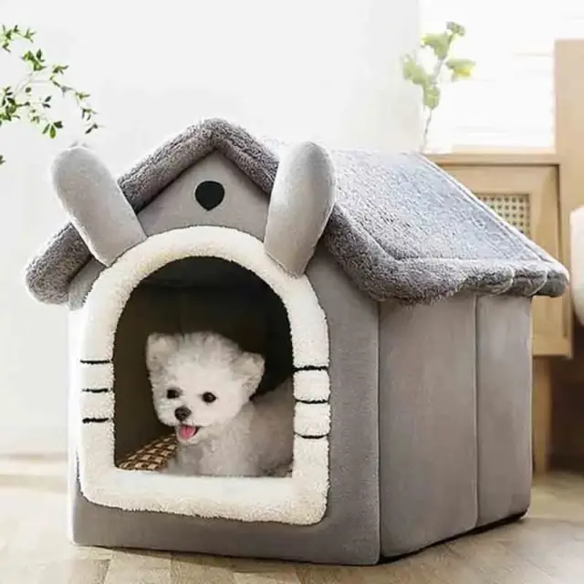 Indoor Warm Dog House Soft Pet Bed Tent House Dog Kennel Cat, Removable Cushion