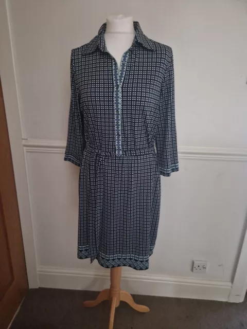 MAX STUDIO TK Maxx S M green blue beige geometric floral print dress 3 4 slee 19.99 PicClick UK