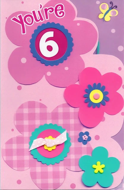 Playful HAPPY BIRTHDAY Card FOR 6 YEAR OLD GIRL by American Greetings + Envelope