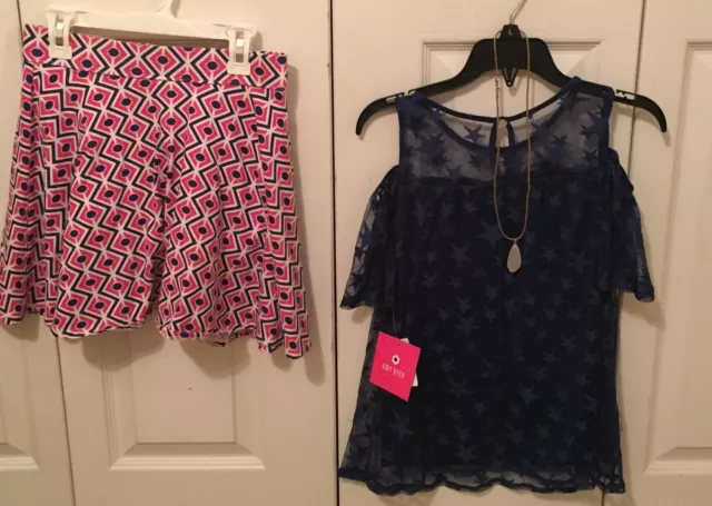 J. Khaki And Amy Byer Skort And Cold Shoulder Lace Top - Girls Size Large