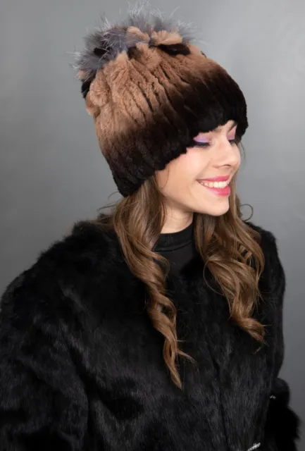 661 New Wonderful Real Rex Chinchilla Hat Luxury Fur Beautiful Look