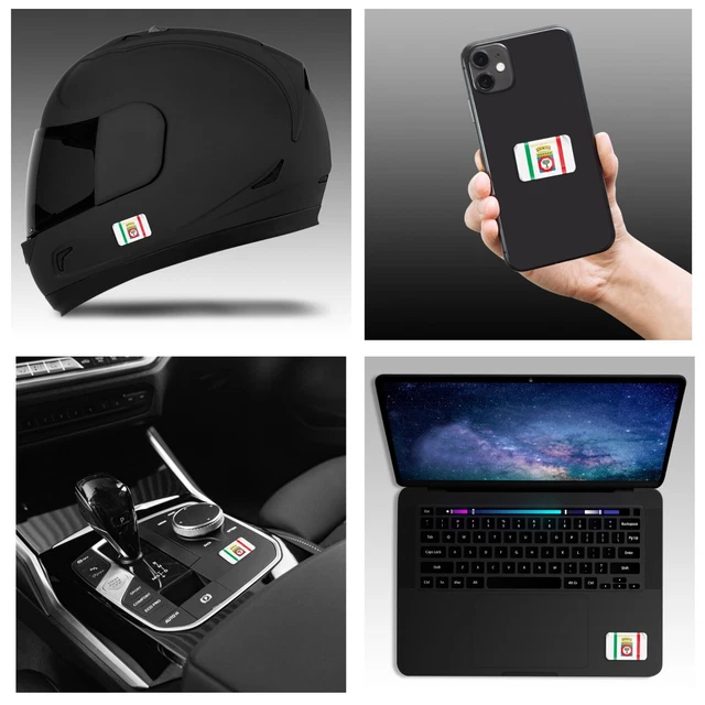 Lot De 2 Autocollants Stickers Vinyle Drapeau Italie / Pouilles - Pour Voiture, Casque, Vitre - Décoration