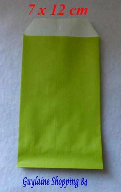 Lot 50 Pochettes Sachets Papier Kraft Cadeau Bijou Emballage Vert Anis 7 X 12 Cm