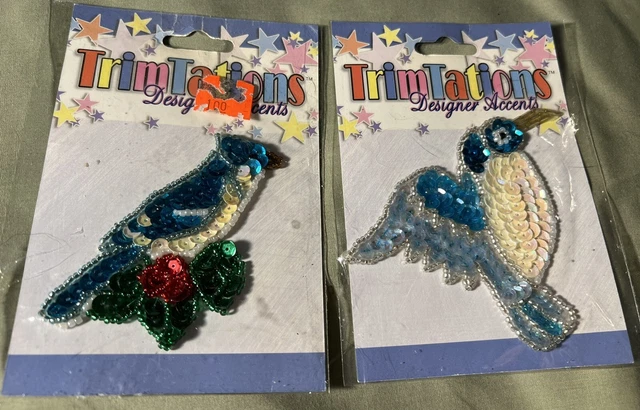 ¡Nuevo!  Apliques De Lentejuelas Blue Jay And Hummingbird