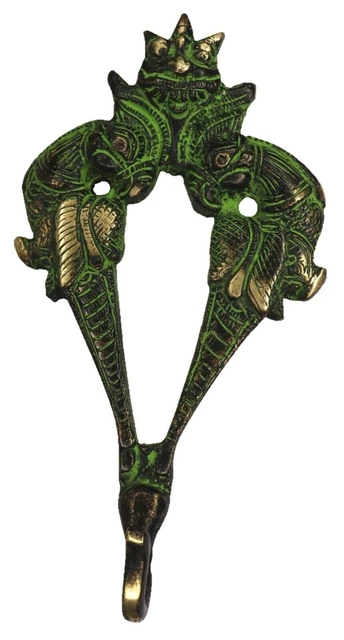 Peacock Engraved Vintage Style Handmade Solid Brass Cloth Key 1 Hook Wall Hanger