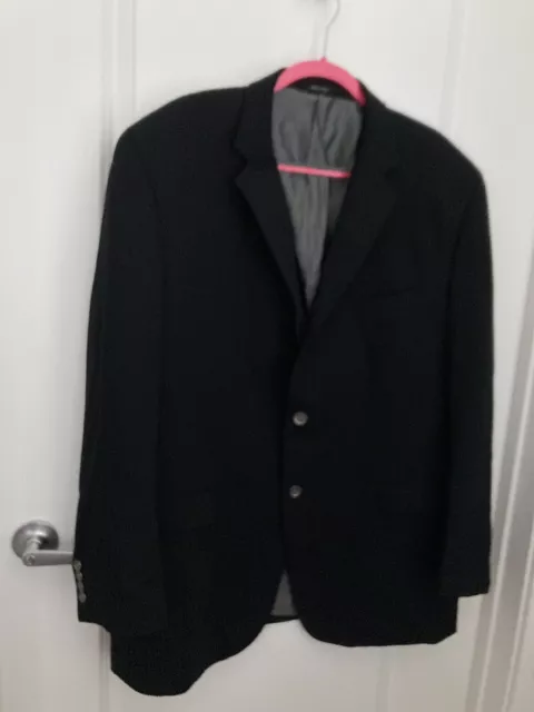 Calvin Klein Mens 48 L Black Wool 2 Button Blazer Dress Jacket Sports Coat