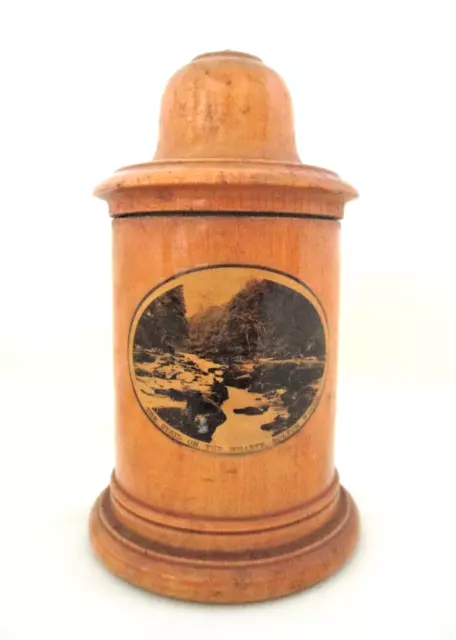 antique,VICTORIAN, MAUCHLINE WARE,Cotton Reel Holder,"The Strid Bolton Woods"