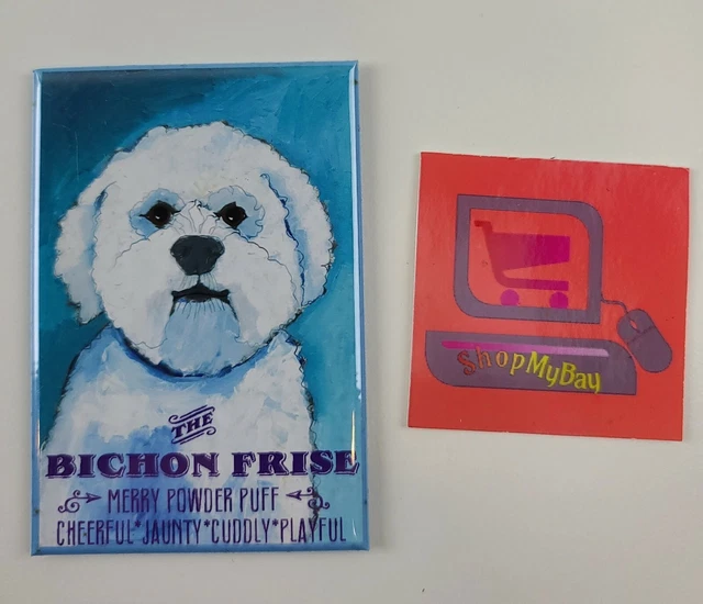 The Bichon Frise "Merry Powder Puff Cheerful Jaunty Cuddly Playful" Magnet 3x2