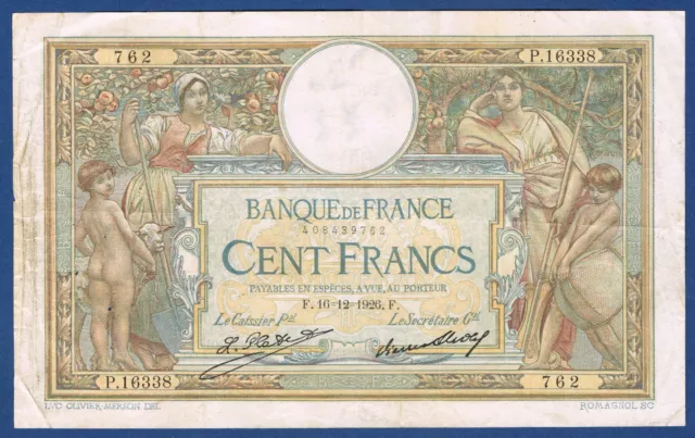 BILLET 100 FRANCS L.O MERSON Fayette n° 24.5 du 16=12=1926.F en TTB P.16338 762