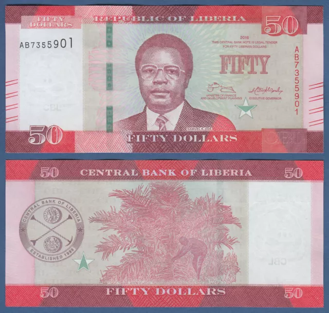 LIBERIA  50 Dollars  2016  UNC  P. 34