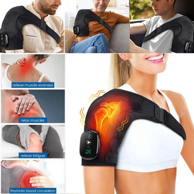 HEATED SHOULDER BRACE Massage Rotator Cuff Support Compression Wrap ...