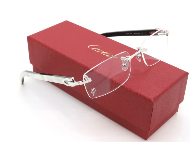 CARTIER BUFFALO HORN White Glasses Clear Decor Genuine Horn 100