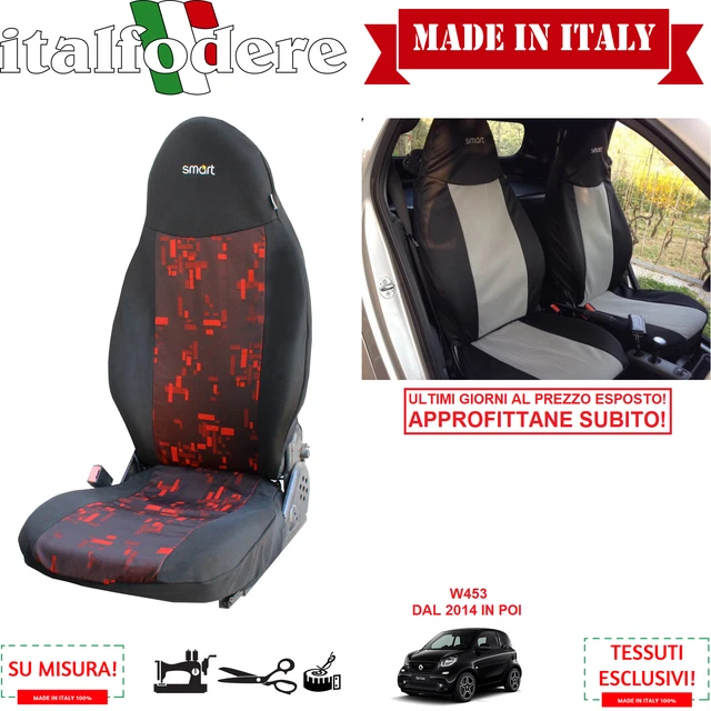 Italfodere - Coprisedili In Pelle Nera Compatibili Con Smart - Foto 2