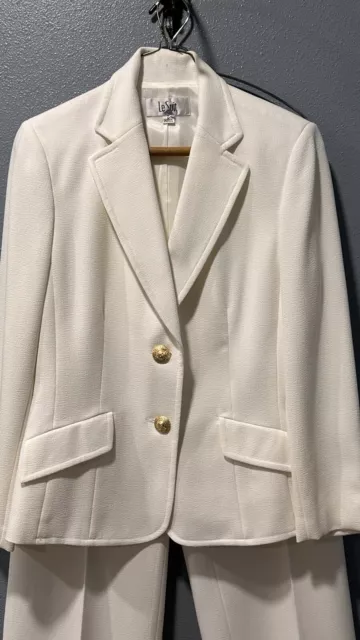 LE SUIT PETITE 2 Pcs White Blazer/Jacket Pant Suit Set Size 6 ...