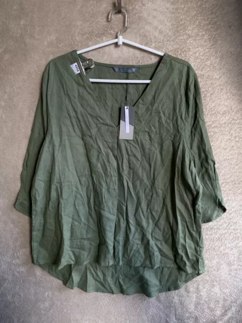 NEW Katies Casual Blouse Top Size 16 Womens Green Long Sleeve