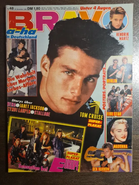 BRAVO 48/1986 Heft Komplett -Tom Cruise, Madonna, Den Harrow, Cyndi Lauper-Top!