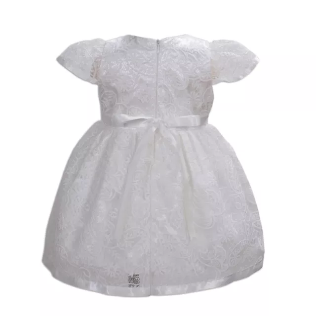 Baby Girls Ivory White Lace Christening Party Dress 0 3 6 12 18 24 Months 3