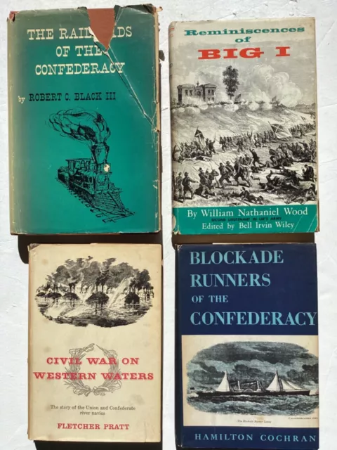Lot of 4 Civil War Books with dust jackets Confederate Railroads memoir navies