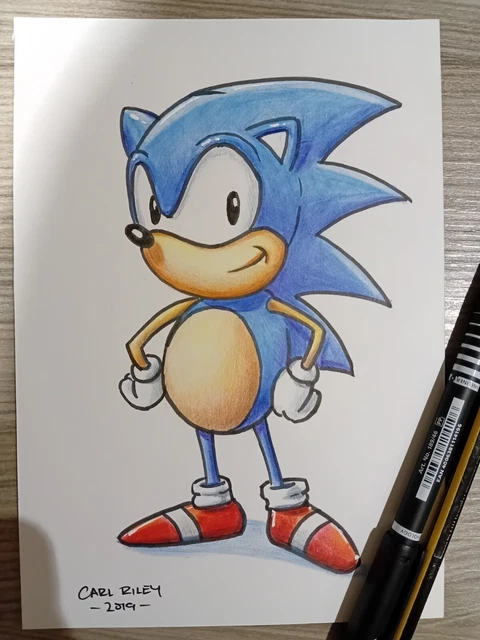 SONIC THE HEDGEHOG Original Comic Art Commission Sega Illustration EUR ...