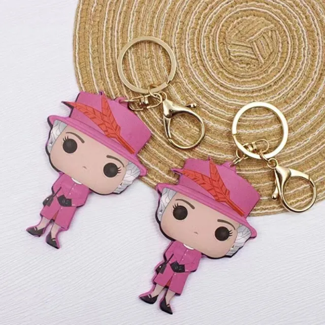 Cute Cartoon Queen Elizabeth Pendant Keychain Bag Hanging Leather Pendant-xp