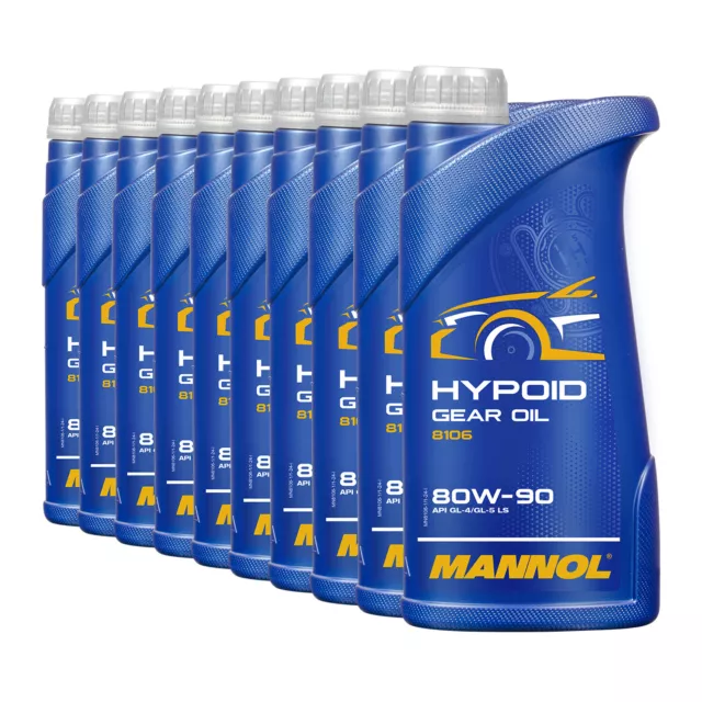 10 (10x1) Liter MANNOL SAE 80W-90 Hypoid Getriebeöl/ Schaltgetriebe/ Achsen GL5