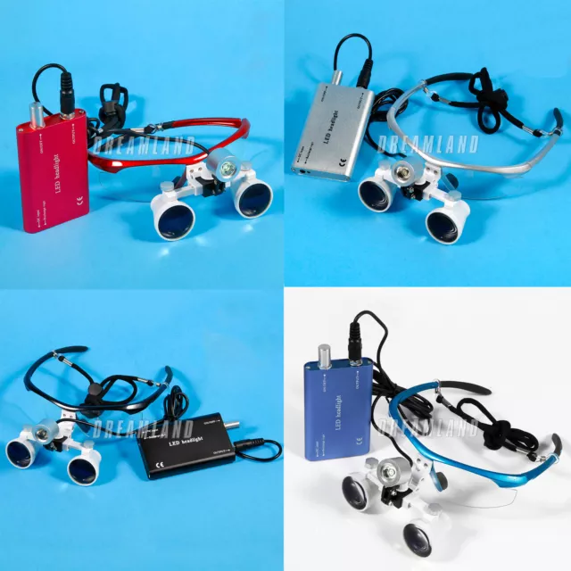 Dental Medical Loupes 3.5X420mm Optical Glasses Loupes LED Head Light Lamp LS
