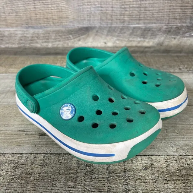Crocs Kids Green Slippers Slip on Sandals Size 9