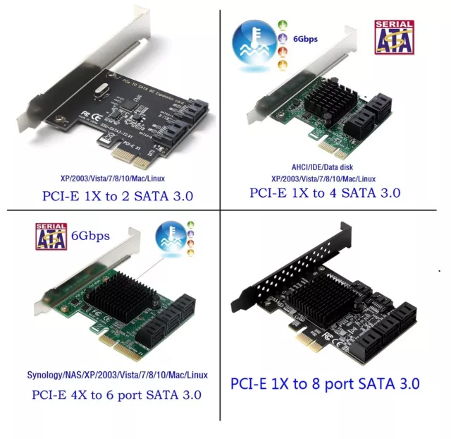 PCIe to SATA3.0 4Port 6Port 8Port SATA III Expansion Controller Adapter Card 6GB