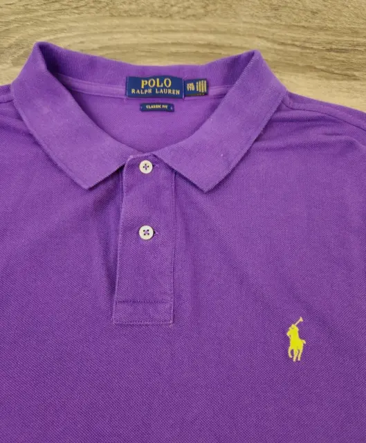 POLO RALPH LAUREN Shirt Men's 2XL Classic Fit Purple Short Sleeve 100% ...