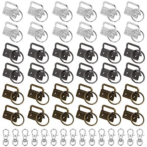 60Pcs Key Fob Hardware Keychain Bracelet Hardware with Swivel Lanyard Snap Ho...