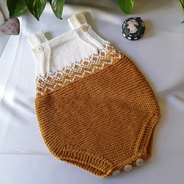 Beautiful Hand Knitted Baby Romper 3 To 6 Months