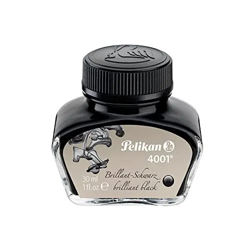 Pelikan 4001 Bottled Ink for Fountain Pens, Brilliant Black, 30ml, 1 Each (30...