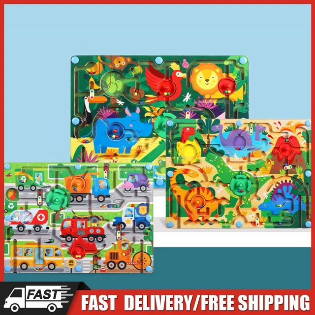 Labirinto Magnetico Montessori Legno - Gioco Educativo 3-6 Anni - Numeri E Colori - 30x30 Cm