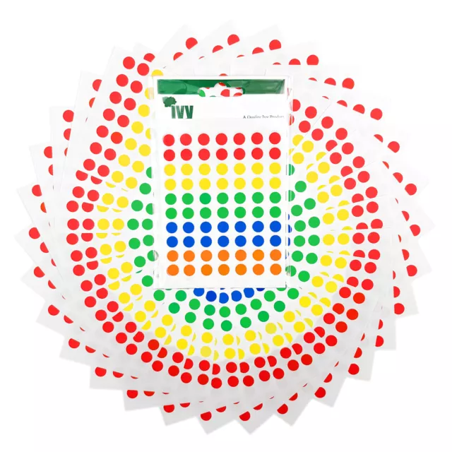 3,500 Klebend Farbig 8mm Etiketten Punkte Rund Kreise Selbstklebend Asstd Farben