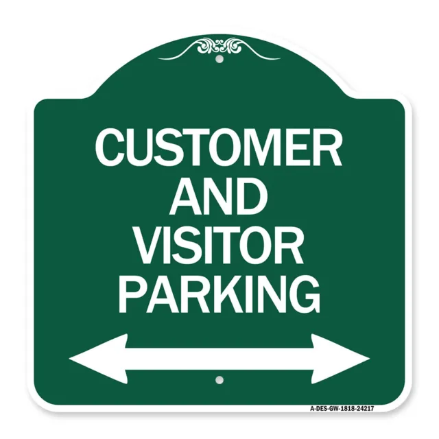 Designer Series - Customer and Visitor Parking (Bidirectional Arrow) Metal Sign