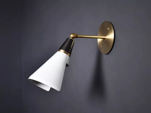 Petite Magari Adjustable Wall Lamp in Black, White & Brass