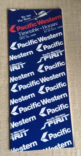 Pacific Western Airlines Oct 1986 Flight Schedule Timetable