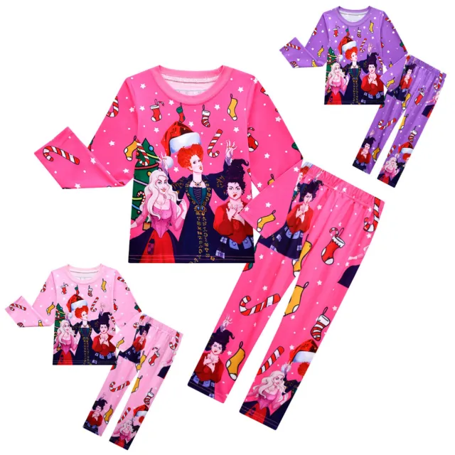 T-shirt ragazze Hocus Pocus 2 top pantaloni pigiami pigiami abito da notte regalo di Natale Regno Unito