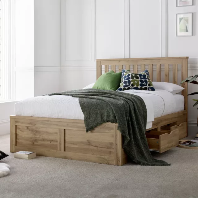 Wooden Oak Finish Ottoman Storage Bed - Madison By Time4Sleep