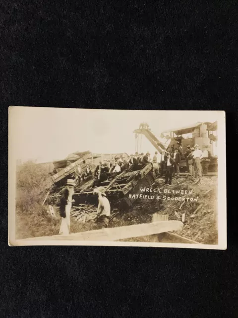 Railroad Train Wreck Hatfield PA Pennsylvania RPPC Real Photo Postcard UNPOSTED