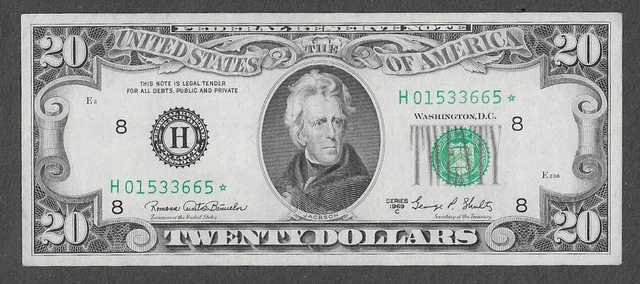 FR 2070-H* STAR  St. Louis $20  Series of 1969C Green Seal Federal Reserve Note