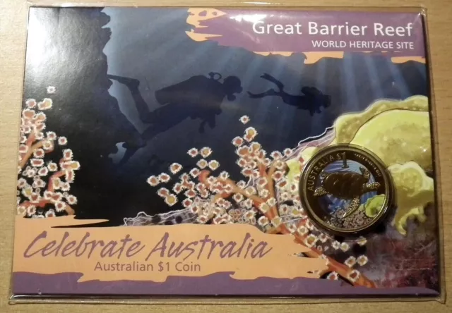 2010 Celebrate Australia -  Great Barrier Reef - $1 coin       ....d