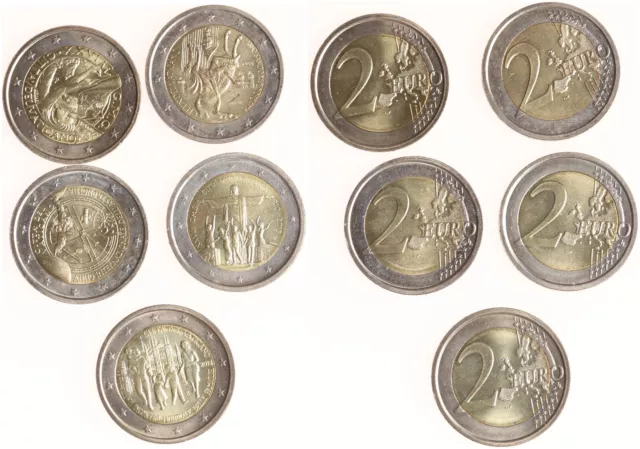 Vatikan 5 x 2 Euro 2008, 2009, 2011, 2012, 2013 - Gedenkmünzen - Stgl.