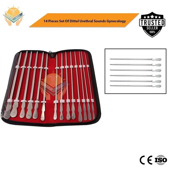 14 Pieces Set Of Dittel Urethral Sounds Gynecology Surgical Instruments