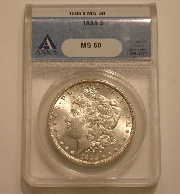 1885-P Morgan Silver Dollar ANACS MS 60 brilliant Frosty BU