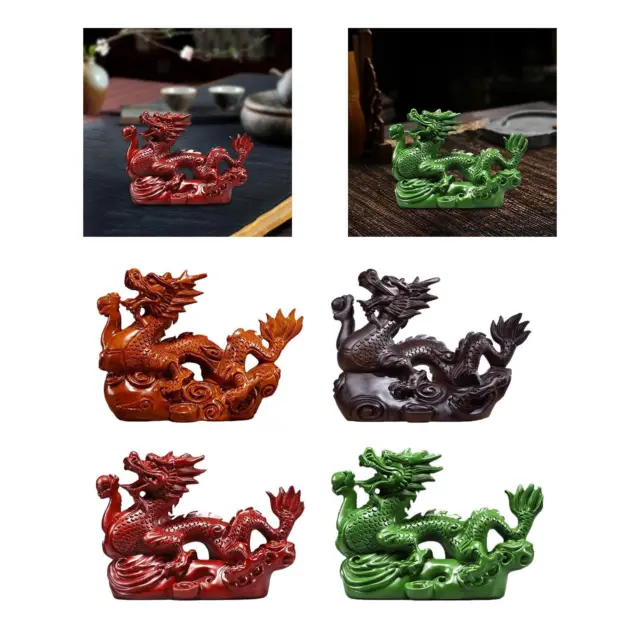 Figurine de Dragon chinois sculpté en bois, ornement Fengshui de 12cm pour