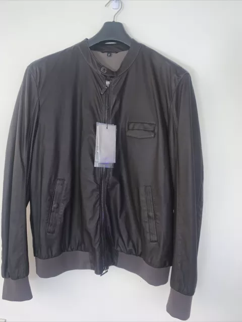 GIORGIO ARMANI JACKET Leather Brown EU Size 58 US 2XL XXL $5500 $1,000. ...