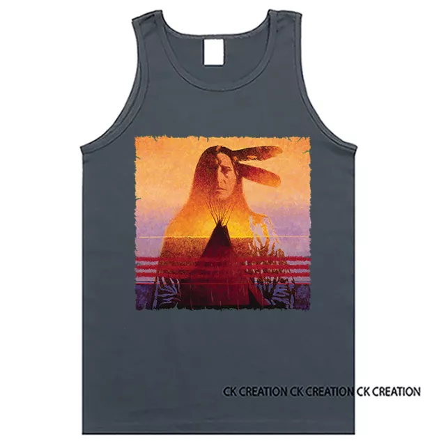 Two Feathers Wildlife Wilderness Native American Teepee Outdoor Tank Top