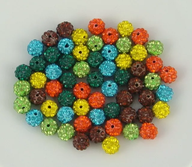 10  CLAY BASED SHAMBALLA 10mm BALL BEADS PAVED DIAMANTE RHINESTONE CRYSTALS