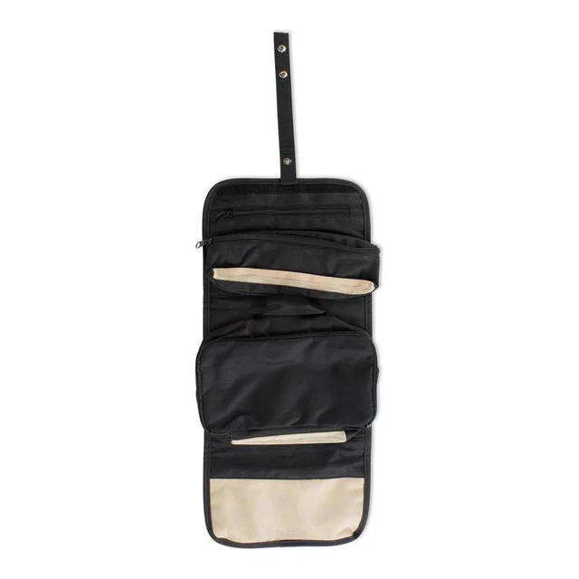 E-Living Store 10" Modern Polyester Fabric Medium Rolled Toiletry Bag in Black